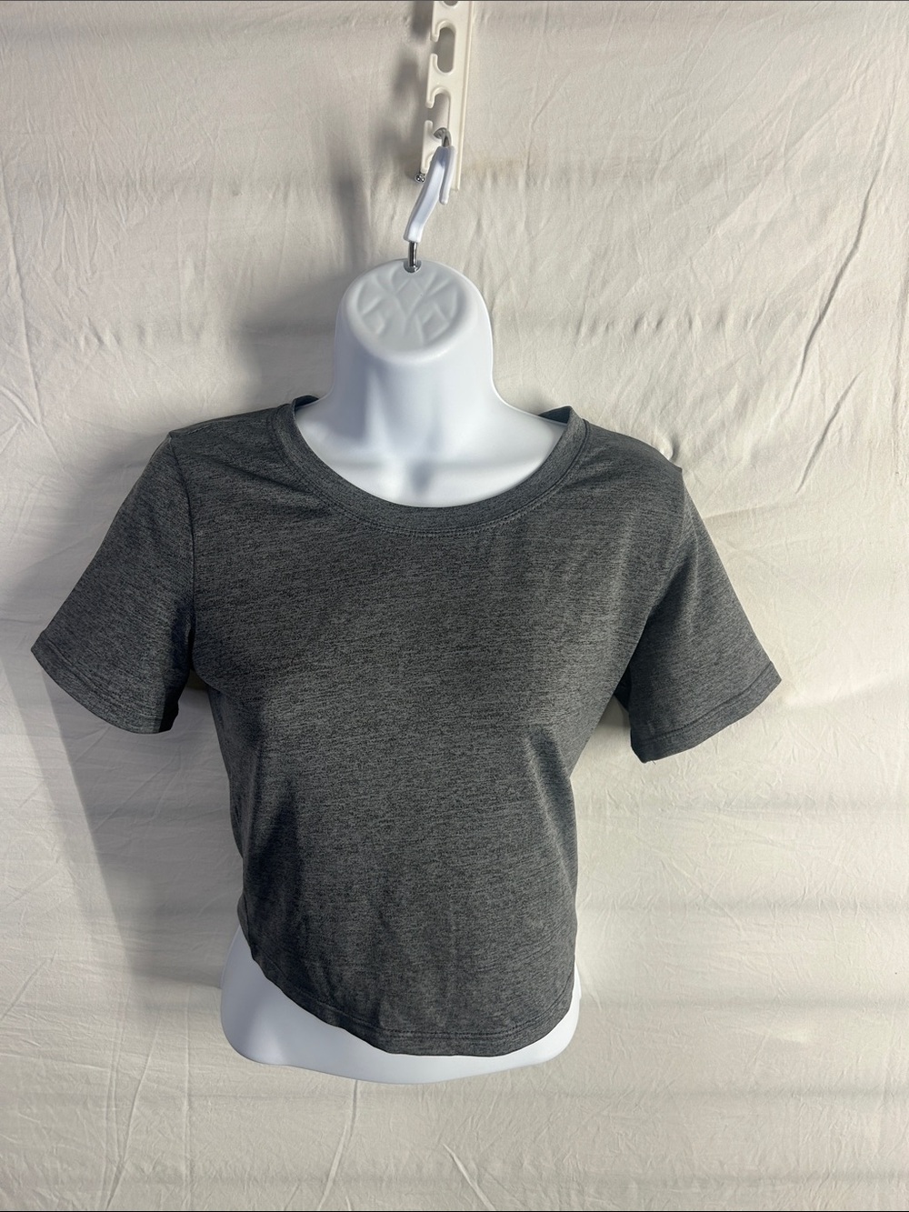 Women's Grey Cropped Crewneck Tee - Casual Essential